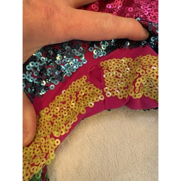 Nasty Gal Multicolor Sequin Halter Wide-Leg Jumpsuit Striped Size 10 - Picture 3 of 8